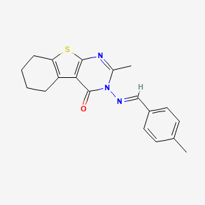 molecular formula C19H19N3OS B5572642 2-甲基-3-[(4-甲基苄叉)氨基]-5,6,7,8-四氢[1]苯并噻吩并[2,3-d]嘧啶-4(3H)-酮 