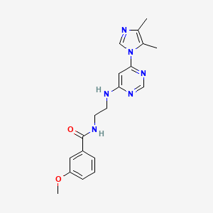 molecular formula C19H22N6O2 B5572659 N-(2-{[6-(4,5-dimethyl-1H-imidazol-1-yl)-4-pyrimidinyl]amino}ethyl)-3-methoxybenzamide 