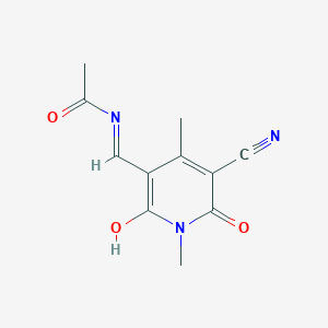 molecular formula C11H11N3O3 B5572666 N-[(5-cyano-1,4-dimethyl-2,6-dioxo-1,6-dihydro-3(2H)-pyridinylidene)methyl]acetamide 