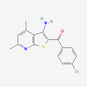 molecular formula C16H13ClN2OS B5572719 (3-amino-4,6-dimethylthieno[2,3-b]pyridin-2-yl)(4-chlorophenyl)methanone 