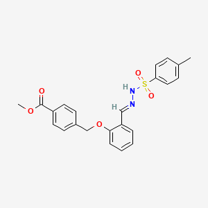 molecular formula C23H22N2O5S B5572734 methyl 4-[(2-{2-[(4-methylphenyl)sulfonyl]carbonohydrazonoyl}phenoxy)methyl]benzoate 