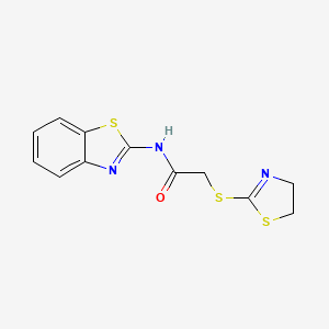 molecular formula C12H11N3OS3 B5572739 N-1,3-benzothiazol-2-yl-2-(4,5-dihydro-1,3-thiazol-2-ylthio)acetamide 