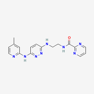 molecular formula C17H18N8O B5572751 N-[2-({6-[(4-methyl-2-pyridinyl)amino]-3-pyridazinyl}amino)ethyl]-2-pyrimidinecarboxamide 