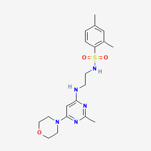 molecular formula C19H27N5O3S B5572753 2,4-二甲基-N-(2-{[2-甲基-6-(4-吗啉基)-4-嘧啶基]氨基}乙基)苯磺酰胺 