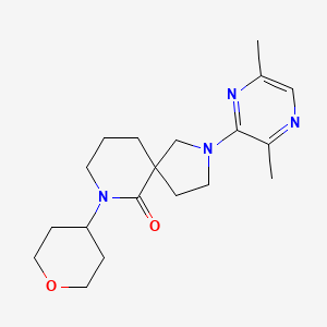 molecular formula C19H28N4O2 B5572766 2-(3,6-二甲基吡嗪-2-基)-7-(四氢-2H-吡喃-4-基)-2,7-二氮杂螺[4.5]癸-6-酮 