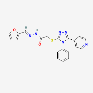 molecular formula C20H16N6O2S B5572768 N'-(2-furylmethylene)-2-{[4-phenyl-5-(4-pyridinyl)-4H-1,2,4-triazol-3-yl]thio}acetohydrazide 