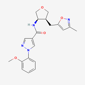 molecular formula C20H22N4O4 B5572806 1-(2-甲氧基苯基)-N-{(3R*,4S*)-4-[(3-甲基-5-异恶唑基)甲基]四氢-3-呋喃基}-1H-吡唑-4-甲酰胺 