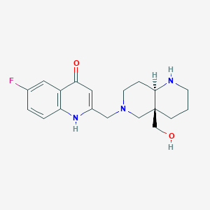 molecular formula C19H24FN3O2 B5572822 6-fluoro-2-{[rel-(4aS,8aR)-4a-(hydroxymethyl)octahydro-1,6-naphthyridin-6(2H)-yl]methyl}-4-quinolinol dihydrochloride 