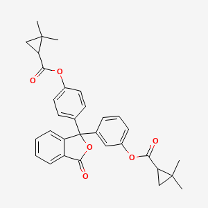 molecular formula C32H30O6 B5572832 3-[1-(4-{[(2,2-dimethylcyclopropyl)carbonyl]oxy}phenyl)-3-oxo-1,3-dihydro-2-benzofuran-1-yl]phenyl 2,2-dimethylcyclopropanecarboxylate 