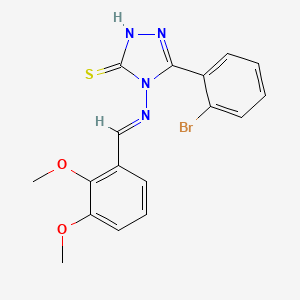 molecular formula C17H15BrN4O2S B5572848 5-(2-bromophenyl)-4-[(2,3-dimethoxybenzylidene)amino]-4H-1,2,4-triazole-3-thiol 