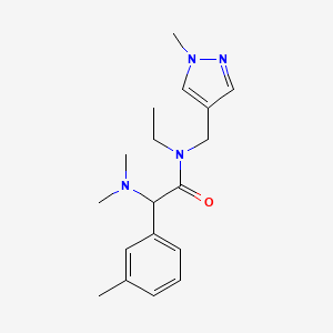 molecular formula C18H26N4O B5572855 2-(dimethylamino)-N-ethyl-2-(3-methylphenyl)-N-[(1-methyl-1H-pyrazol-4-yl)methyl]acetamide 