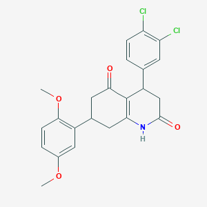molecular formula C23H21Cl2NO4 B5572868 4-(3,4-dichlorophenyl)-7-(2,5-dimethoxyphenyl)-4,6,7,8-tetrahydro-2,5(1H,3H)-quinolinedione 