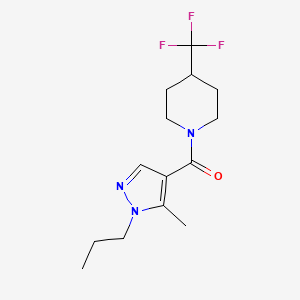 molecular formula C14H20F3N3O B5572874 1-[(5-methyl-1-propyl-1H-pyrazol-4-yl)carbonyl]-4-(trifluoromethyl)piperidine 
