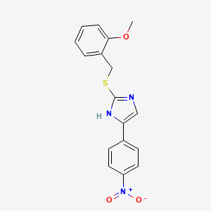 molecular formula C17H15N3O3S B5572895 2-[(2-methoxybenzyl)thio]-4-(4-nitrophenyl)-1H-imidazole 