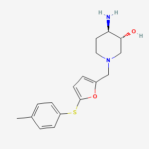 molecular formula C17H22N2O2S B5573046 (3R*,4R*)-4-amino-1-({5-[(4-methylphenyl)thio]-2-furyl}methyl)piperidin-3-ol 