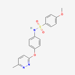 molecular formula C18H17N3O4S B5573076 4-methoxy-N-{4-[(6-methyl-3-pyridazinyl)oxy]phenyl}benzenesulfonamide 