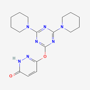 molecular formula C17H23N7O2 B5573092 6-[(4,6-di-1-piperidinyl-1,3,5-triazin-2-yl)oxy]-3-pyridazinol 