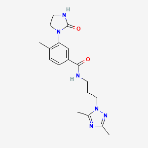 molecular formula C18H24N6O2 B5573251 N-[3-(3,5-dimethyl-1H-1,2,4-triazol-1-yl)propyl]-4-methyl-3-(2-oxo-1-imidazolidinyl)benzamide 