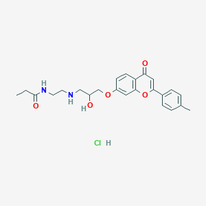 molecular formula C24H29ClN2O5 B055733 Propanamide, N-(2-((2-hydroxy-3-((2-(4-methylphenyl)-4-oxo-4H-1-benzopyran-7-yl)oxy)propyl)amino)ethyl)-, monohydrochloride CAS No. 114460-32-1