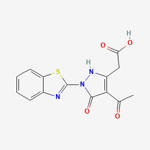 2-[4-acetyl-2-(1,3-benzothiazol-2-yl)-3-oxo-1H-pyrazol-5-yl]acetic acid