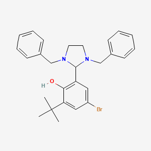 molecular formula C27H31BrN2O B5573410 4-bromo-2-tert-butyl-6-(1,3-dibenzyl-2-imidazolidinyl)phenol 