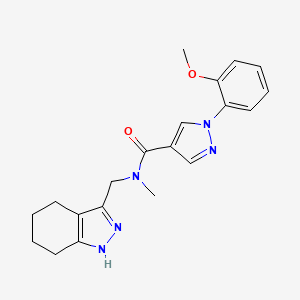 molecular formula C20H23N5O2 B5573473 1-(2-methoxyphenyl)-N-methyl-N-(4,5,6,7-tetrahydro-1H-indazol-3-ylmethyl)pyrazole-4-carboxamide 