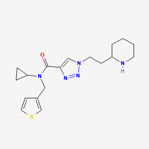 molecular formula C18H25N5OS B5573590 N-cyclopropyl-1-(2-piperidin-2-ylethyl)-N-(3-thienylmethyl)-1H-1,2,3-triazole-4-carboxamide 