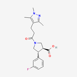 (3S*,4R*)-4-(3-fluorophenyl)-1-[3-(1,3,5-trimethyl-1H-pyrazol-4-yl)propanoyl]pyrrolidine-3-carboxylic acid