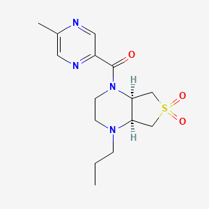 molecular formula C15H22N4O3S B5573678 (4aS*,7aR*)-1-[(5-methyl-2-pyrazinyl)carbonyl]-4-propyloctahydrothieno[3,4-b]pyrazine 6,6-dioxide 