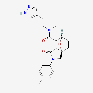 molecular formula C23H26N4O3 B5573711 (3aR*,6S*)-2-(3,4-dimethylphenyl)-N-methyl-1-oxo-N-[2-(1H-pyrazol-4-yl)ethyl]-1,2,3,6,7,7a-hexahydro-3a,6-epoxyisoindole-7-carboxamide 