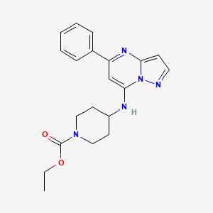 molecular formula C20H23N5O2 B5573764 ethyl 4-[(5-phenylpyrazolo[1,5-a]pyrimidin-7-yl)amino]piperidine-1-carboxylate 