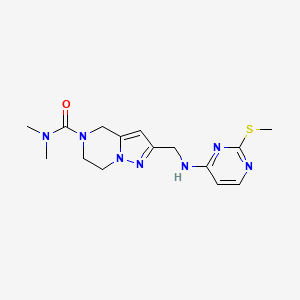 molecular formula C15H21N7OS B5573814 N,N-dimethyl-2-({[2-(methylthio)pyrimidin-4-yl]amino}methyl)-6,7-dihydropyrazolo[1,5-a]pyrazine-5(4H)-carboxamide 