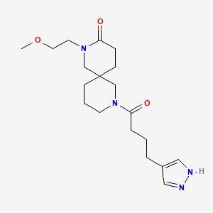 molecular formula C19H30N4O3 B5573893 2-(2-methoxyethyl)-8-[4-(1H-pyrazol-4-yl)butanoyl]-2,8-diazaspiro[5.5]undecan-3-one 