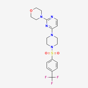 molecular formula C19H22F3N5O3S B5573923 4-[4-(4-{[4-(trifluoromethyl)phenyl]sulfonyl}-1-piperazinyl)-2-pyrimidinyl]morpholine 