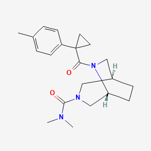 molecular formula C21H29N3O2 B5573926 (1R*,5R*)-N,N-dimethyl-6-{[1-(4-methylphenyl)cyclopropyl]carbonyl}-3,6-diazabicyclo[3.2.2]nonane-3-carboxamide 