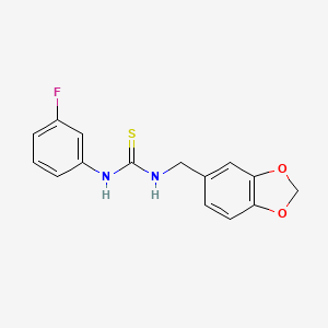 molecular formula C15H13FN2O2S B5573997 N-(1,3-benzodioxol-5-ylmethyl)-N'-(3-fluorophenyl)thiourea 