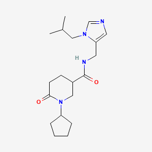 molecular formula C19H30N4O2 B5573999 1-cyclopentyl-N-[(1-isobutyl-1H-imidazol-5-yl)methyl]-6-oxo-3-piperidinecarboxamide 