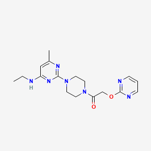 molecular formula C17H23N7O2 B5574027 N-ethyl-6-methyl-2-{4-[(2-pyrimidinyloxy)acetyl]-1-piperazinyl}-4-pyrimidinamine 