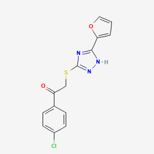 molecular formula C14H10ClN3O2S B5574034 1-(4-chlorophenyl)-2-{[5-(2-furyl)-4H-1,2,4-triazol-3-yl]thio}ethanone 