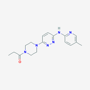 molecular formula C17H22N6O B5574107 N-(5-甲基-2-吡啶基)-6-(4-丙酰-1-哌嗪基)-3-哒嗪胺 