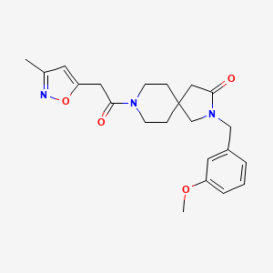 molecular formula C22H27N3O4 B5574116 2-(3-methoxybenzyl)-8-[(3-methyl-5-isoxazolyl)acetyl]-2,8-diazaspiro[4.5]decan-3-one 