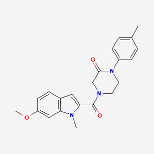 molecular formula C22H23N3O3 B5574146 4-[(6-methoxy-1-methyl-1H-indol-2-yl)carbonyl]-1-(4-methylphenyl)-2-piperazinone 