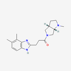 molecular formula C19H26N4O B5574213 4,5-dimethyl-2-{3-[(3aS,6aS)-1-methylhexahydropyrrolo[3,4-b]pyrrol-5(1H)-yl]-3-oxopropyl}-1H-benzimidazole 