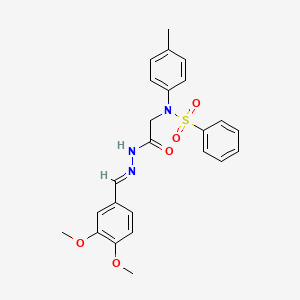 molecular formula C24H25N3O5S B5574246 N-{2-[2-(3,4-dimethoxybenzylidene)hydrazino]-2-oxoethyl}-N-(4-methylphenyl)benzenesulfonamide 