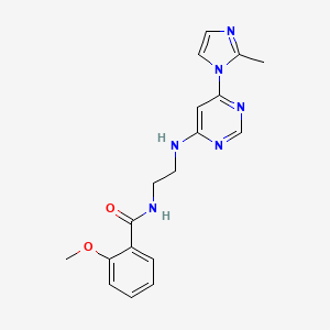 molecular formula C18H20N6O2 B5574266 2-methoxy-N-(2-{[6-(2-methyl-1H-imidazol-1-yl)-4-pyrimidinyl]amino}ethyl)benzamide 