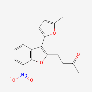 molecular formula C17H15NO5 B5574330 4-[3-(5-methyl-2-furyl)-7-nitro-1-benzofuran-2-yl]-2-butanone 