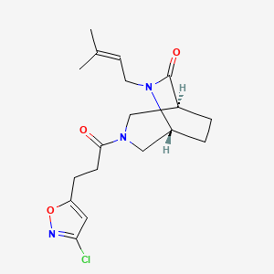 molecular formula C18H24ClN3O3 B5574349 (1S*,5R*)-3-[3-(3-chloro-5-isoxazolyl)propanoyl]-6-(3-methyl-2-buten-1-yl)-3,6-diazabicyclo[3.2.2]nonan-7-one 