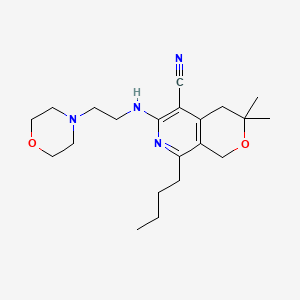 molecular formula C21H32N4O2 B5574357 8-BUTYL-3,3-DIMETHYL-6-{[2-(MORPHOLIN-4-YL)ETHYL]AMINO}-1H,3H,4H-PYRANO[3,4-C]PYRIDINE-5-CARBONITRILE 