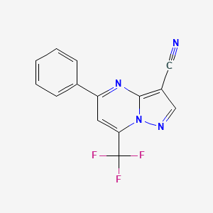 molecular formula C14H7F3N4 B5574435 5-phenyl-7-(trifluoromethyl)pyrazolo[1,5-a]pyrimidine-3-carbonitrile 