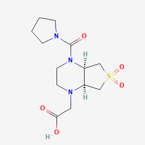 molecular formula C13H21N3O5S B5574555 [(4aR*,7aS*)-6,6-二氧化-4-(吡咯烷-1-基羰基)六氢噻吩并[3,4-b]吡嗪-1(2H)-基]乙酸 